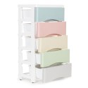 Regał z 5 wysuwanymi szufladami nogi z kółkami kolorowe szuflady ModernHome ModernHome