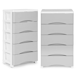 Regał z 5 wysuwanymi szufladami nogi z kółkami szary ModernHome ModernHome