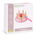 Zestaw drewniany tort na rzepy świeczki truskawka dla dzieci 15 elementów ECOTOYS ECOTOYS