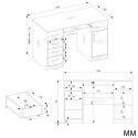 BIURKO DELTA ANTRACYT / BIAŁY 120 Cm 3 Szuflady Szafka Półki Do Biura Pokoju Na Laptop