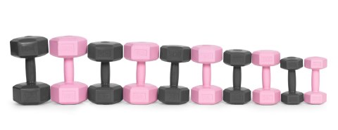 Hantle sześciokątne zestaw 2x4 kg ciężarki do ćwiczeń obciążniki fitness różowe ModernHome ModernHome