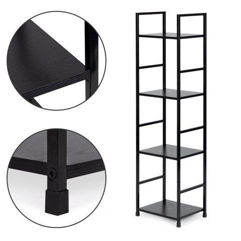 Regał drewniany nowoczesny metalowa rama LOFT 4 półki czarny ModernHome ModernHome