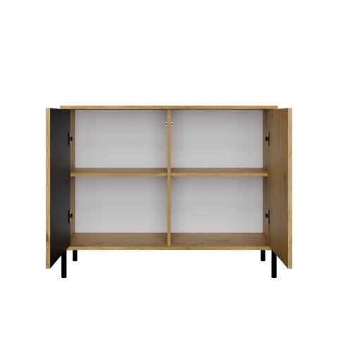 Komoda Front Ryflowany Szafka KAMARO 2D Slim / Gładki DĄB ARTISAN Lamele