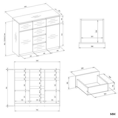 Komoda Malwa 2D6S KASZMIR BEŻ