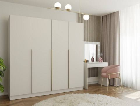 SZAFA SENSO 4D 200 CM 4 DRZWI ZŁOTE UCHWYTY DO SALONU SYPIALNI KASZMIR BEŻ