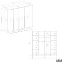 SZAFA SENSO 4D 200 CM 4 DRZWI ZŁOTE UCHWYTY DO SALONU SYPIALNI KASZMIR BEŻ