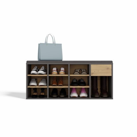 Szafka Na Obuwie Buty Otwarta TALLIN ANTRACYT DĄB ARTISAN Do Przedpokoju