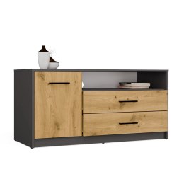 Szafka RTV SIMPLO 1D2S Stolik TV 2 Szuflady 1 Drzwi ANTRACYT DĄB ARTISAN