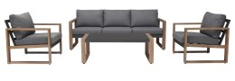 Zestaw Mebli Ogrodowych Jadalnianych DUISBURG Sofa Fotel Stolik ANTRACYT / BRĄZOWY