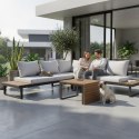 Zestaw Mebli Ogrodowych MARBELLA z Sofą Narożnikiem i Stolikiem SZARY