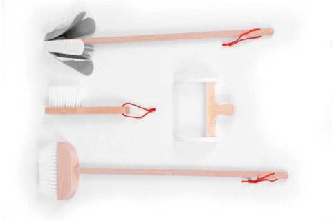 Drewniany zestaw do sprzątania wózek ECOTOYS ECOTOYS