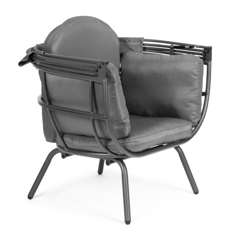 Fotel ogrodowy kokon ze składanym daszkiem szary ModernHome ModernHome