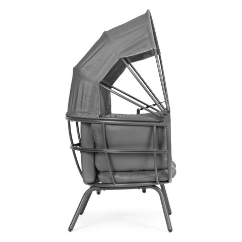 Fotel ogrodowy kokon ze składanym daszkiem szary ModernHome ModernHome