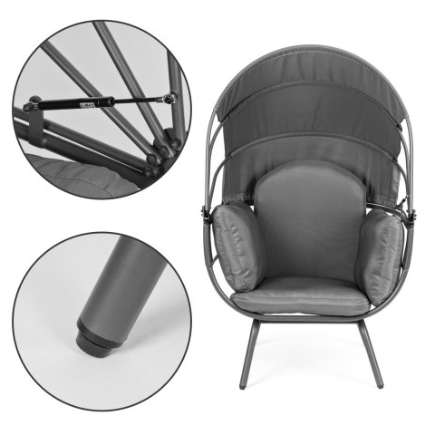 Fotel ogrodowy kokon ze składanym daszkiem szary ModernHome ModernHome