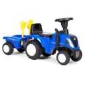 Jeździk traktor New Holland z przyczepką dla dzieci interaktywna kierownica dźwięki niebieski MULTISTORE