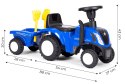 Jeździk traktor New Holland z przyczepką dla dzieci interaktywna kierownica dźwięki niebieski MULTISTORE