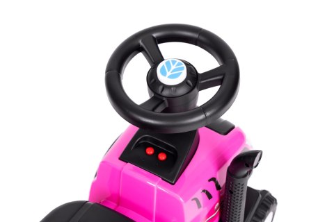 Jeździk traktor New Holland z przyczepką interaktywna kierownica dźwięki dla dzieci różowy MULTISTORE