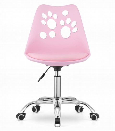 Krzesło PRINT różowe ekoskóra obrotowe chromowana podstawa LEOBERT