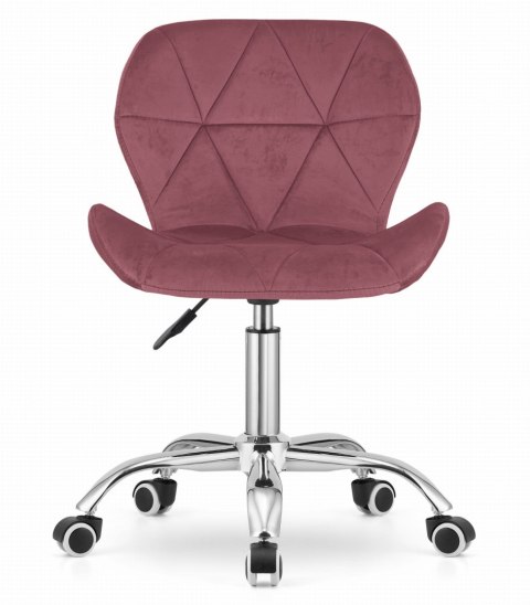 Krzesło obrotowe biurowe z szerokim oparciem welur aksamit ciemno-różowe LEOBERT