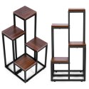 Kwietnik regał na kwiaty ozdoby 4 półki metal MDF ciemny orzech ModernHome ModernHome