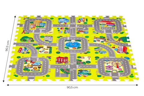 Mata piankowa dla dzieci miasto 9 elementów 90,5x90,5 cm IPLAY IPLAY