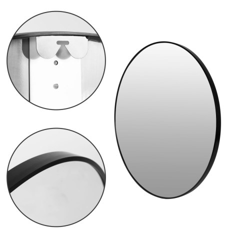 Okrągłe lustro ścienne 60 cm wiszące nowoczesne czarna rama aluminium ModernHome ModernHome