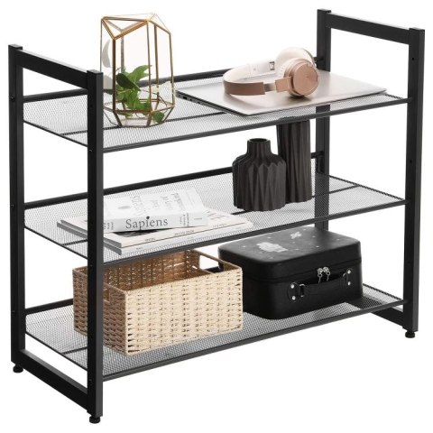 Regał na buty metalowy czarny 3 poziomy LEOBERT