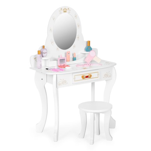 Toaletka dziecięca drewniana duża z lustrem dla dziewczynki różowe dodatki ECOTOYS ECOTOYS