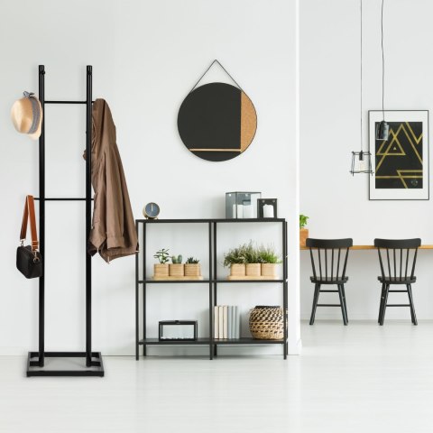 Wieszak stojący 8 haczyków 175 cm metal czarny ModernHome ModernHome