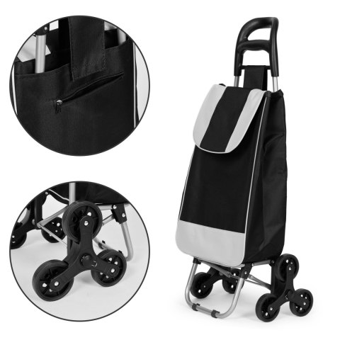 Wózek na zakupy torba 25 litrów na 6 kółkach metalowy stelaż czarny ModernHome ModernHome