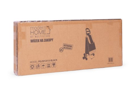 Wózek na zakupy torba 25 litrów na 6 kółkach metalowy stelaż czarny ModernHome ModernHome