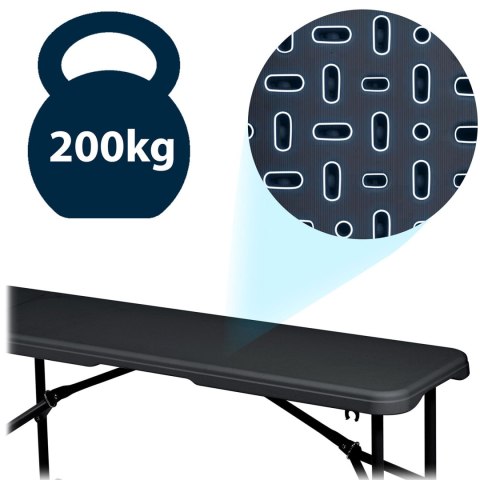 Ławka ogrodowa cateringowa składana 180 cm Plonos czarna