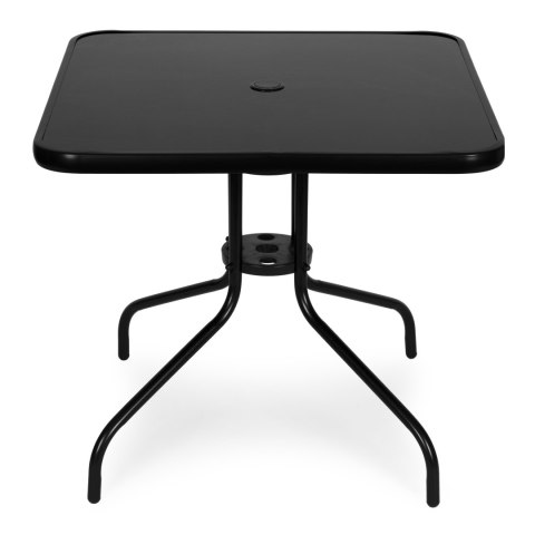 Stolik ogrodowy kwadratowy 80 cm szkło hartowane otwór na parasol czarny MultiGarden MultiGarden
