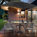 Stolik ogrodowy okrągły 105 cm na taras ogród balkon szkło hartowane otwór na parasol MultiGarden MultiGarden