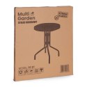 Stolik ogrodowy okrągły 80 cm szkło hartowane otwór na parasol czarny MultiGarden MultiGarden