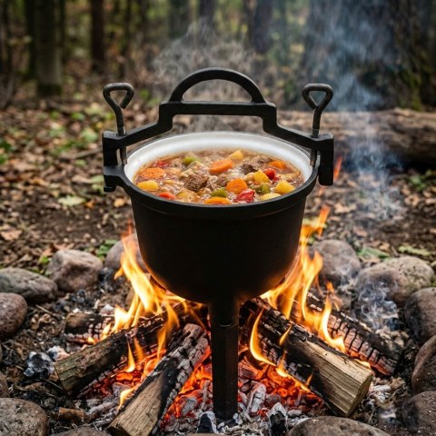 Kociołek żeliwny emaliowany 10L stojący garnek myśliwski ognisko grill MultiGarden MultiGarden
