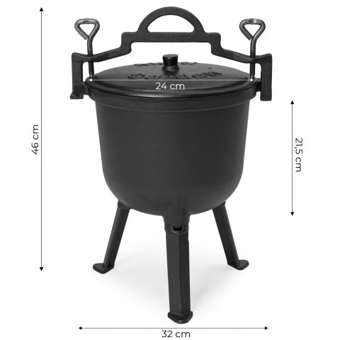 Kociołek żeliwny emaliowany 8L stojący garnek myśliwski ognisko grill MultiGarden MultiGarden