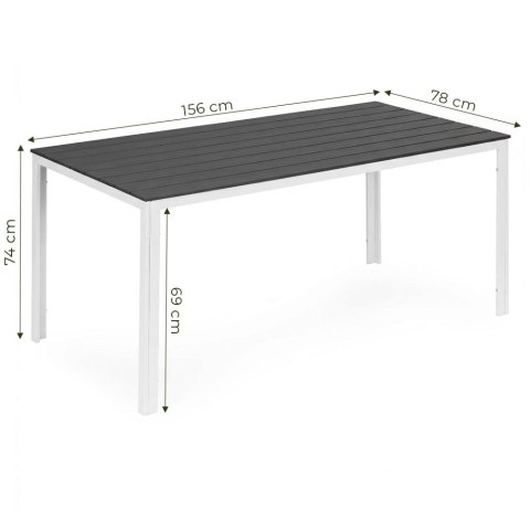 Stół ogrodowy 6-osobowy 156x78 cm polywood meble na taras szare białe MultiGarden MultiGarden