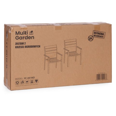 Zestaw 2 krzeseł ogrodowych na taras balkon stal HDPE szare białe MultiGarden MultiGarden