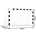 Bramka do piłki nożnej 300 x 200 x 90 cm NS-465 czarno-biała