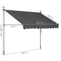 Markiza przeciwsłoneczna balkonowa 300x120 cm regulacja wysokości wodoodporna korbka ręczna szara MultiGarden MultiGarden