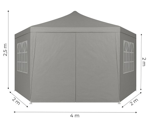 Namiot pawilon ogrodowy handlowy 2x2x2 m z oknami szary MultiGarden MultiGarden