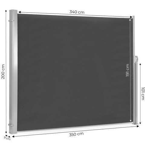 Składana markiza 350x200 cm boczna roleta parawan do ogrodu na taras antracyt MultiGarden MultiGarden