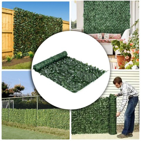 Sztuczny bluszcz żywopłot 300x100 cm zielona osłona na balkon maskująca MultiGarden