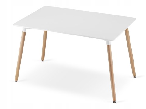 Zestaw Stół ADRIA 120cm x 80cm - biały + 4 krzesła WAT białe / nogi naturalne