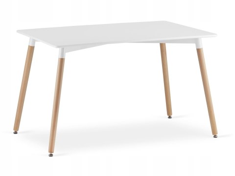 Zestaw Stół ADRIA 120cm x 80cm - biały + 4 krzesła WAT białe / nogi naturalne