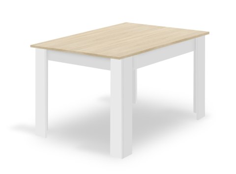 Zestaw Stół NP 120x80cm Dąb Sonoma + Biały + 4 krzesła WAT białe / nogi naturalne