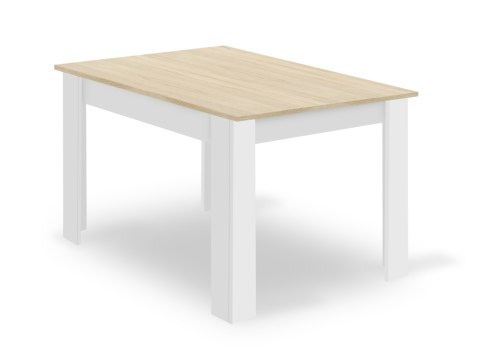 Zestaw Stół NP 120x80cm Dąb Sonoma + Biały + 4 krzesła WAT białe / nogi naturalne