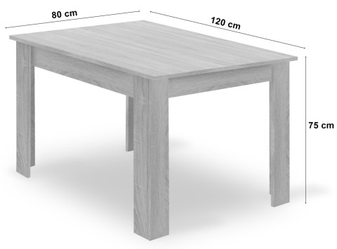 Zestaw Stół NP 120x80cm Dąb Sonoma + Biały + 4 krzesła WAT białe / nogi naturalne