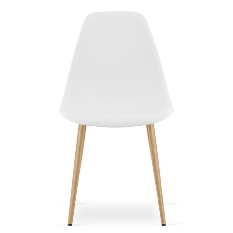 Zestaw Stół TESSA 120cm x 60cm - dąb / białe nogi + 4 krzesła WAT białe / nogi naturalne